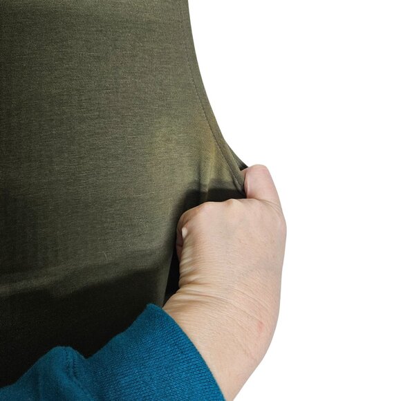 Trouvé Asymmetrical Olive Green Sleeveless Dress M Basic Stretchy‎ Boho Festival - Picture 4 of 11